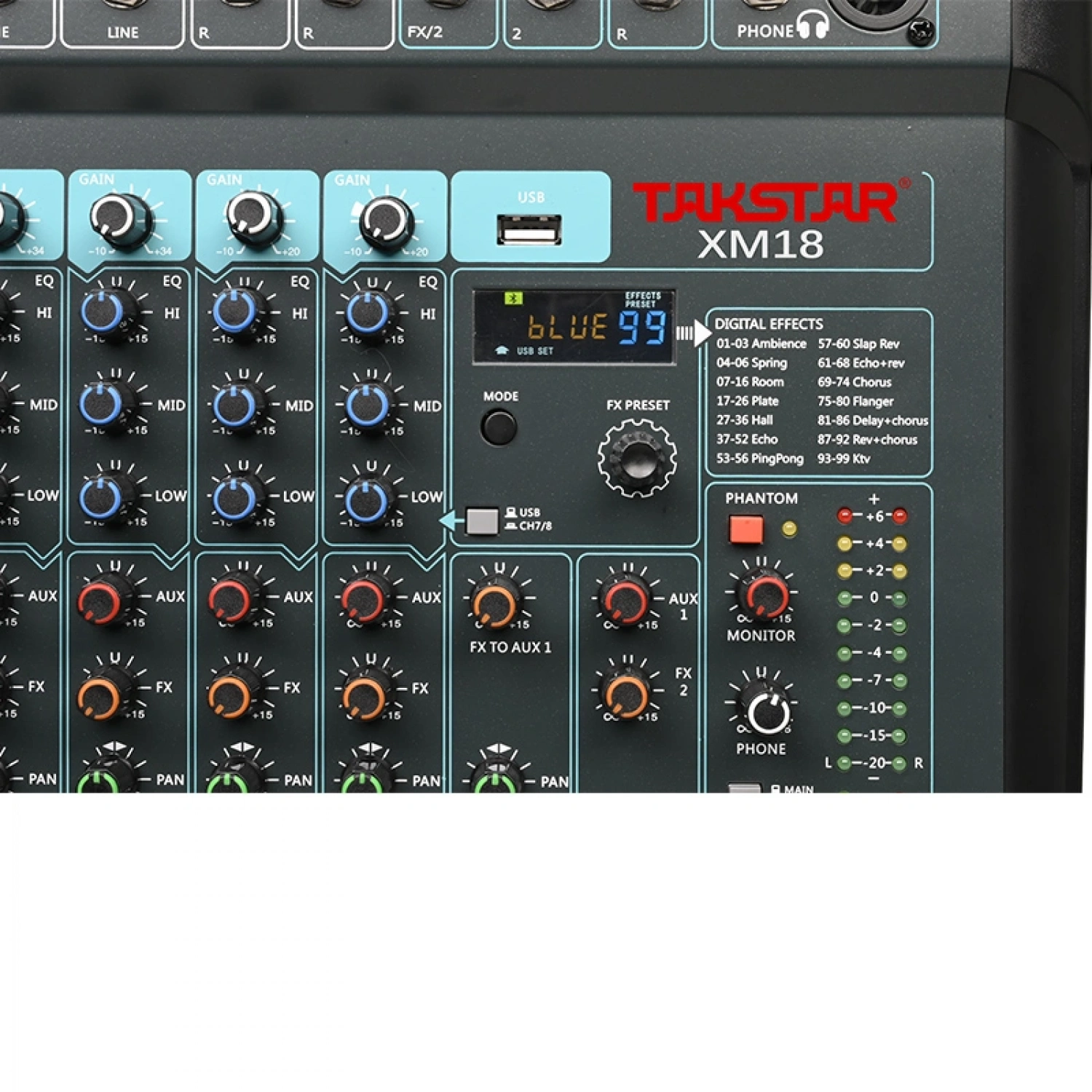 Takstar XM18 18 Kanallı Efektli Dijital Analog Mixer