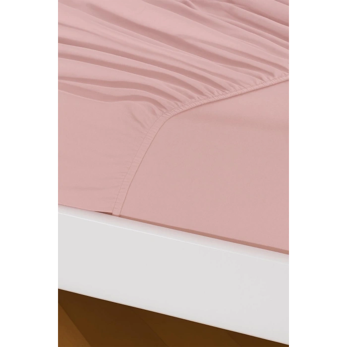 %100 PAMUK ÇARŞAF TAKIMI-Pudra