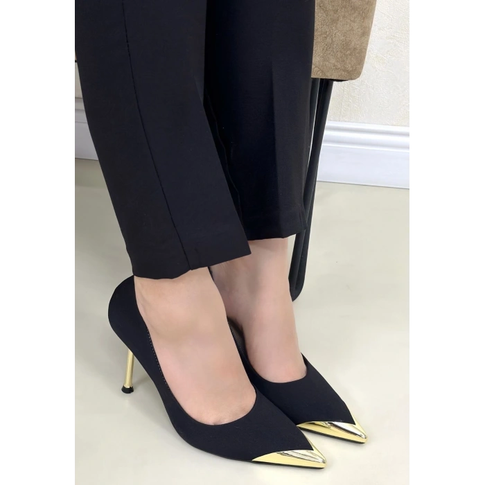 Alis Siyah Saten Stiletto Ayakkabı