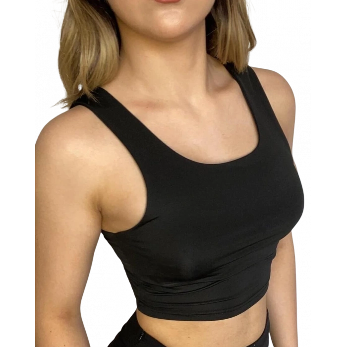 Askılı Crop  Bluz-SİYAH