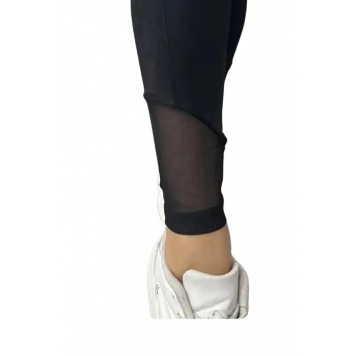 Bileği Tül Detaylı Scuba Tayt - SİYAH