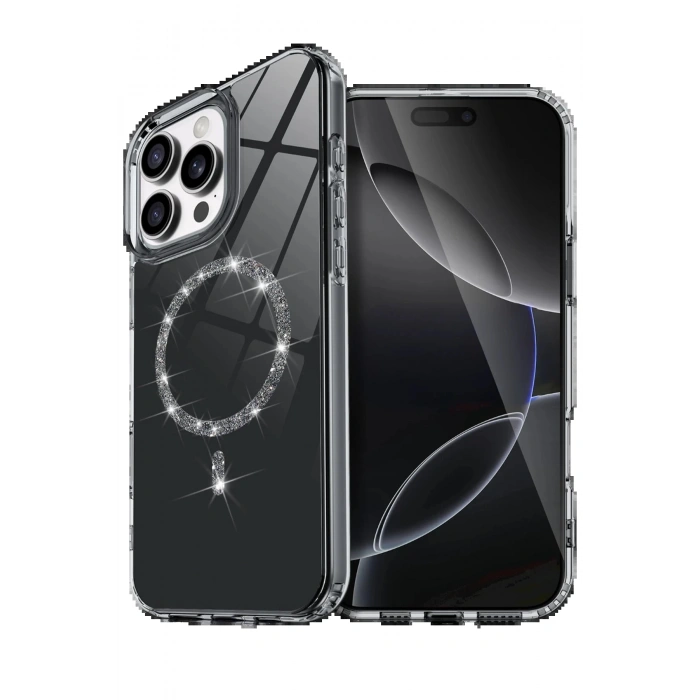 CPT90 Apple iPhone 14 Pro Max Live Diamond Magsafe Kapak - Siyah