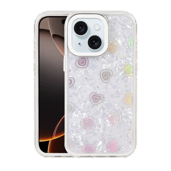 CPT90 Apple iPhone 15 Lumi Desenli Kapak - Beyaz