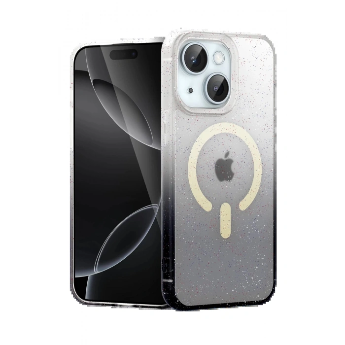 CPT90 Apple iPhone 15 Pummel Shiny Magsafe Kapak - Siyah