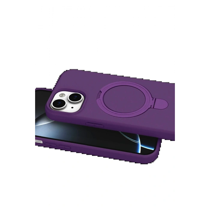CPT90 Apple iPhone 15 Regal Magsafe Standlı Kapak - Derin Mor