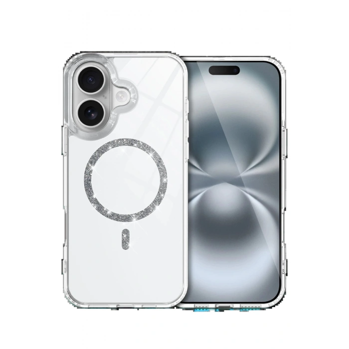 CPT90 Apple iPhone 16 Live Diamond Magsafe Kapak - Şeffaf