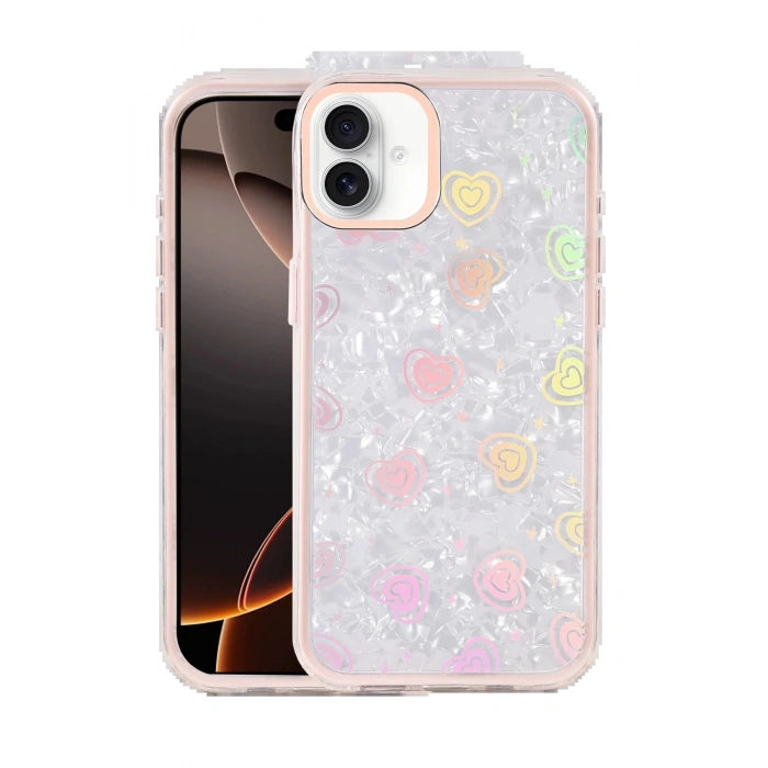 CPT90 Apple iPhone 16 Lumi Desenli Kapak - Pembe
