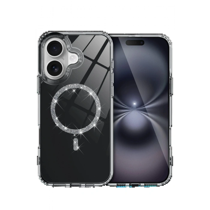 CPT90 Apple iPhone 16 Plus Live Diamond Magsafe Kapak - Siyah