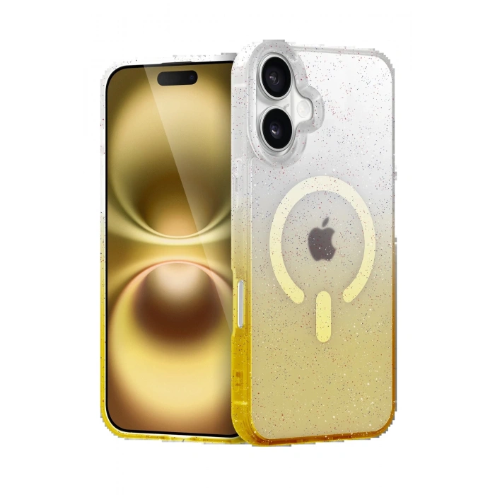 CPT90 Apple iPhone 16 Plus Pummel Shiny Magsafe Kapak - Gold