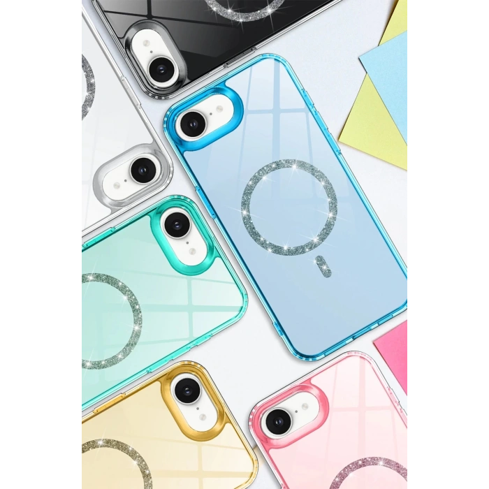 CPT90 Apple iPhone 16E Live Diamond Magsafe Kapak - Şeffaf