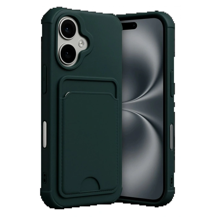 CPT90 Apple iPhone 17 Kelvin Kartvizitli Silikon - Koyu Yeşil