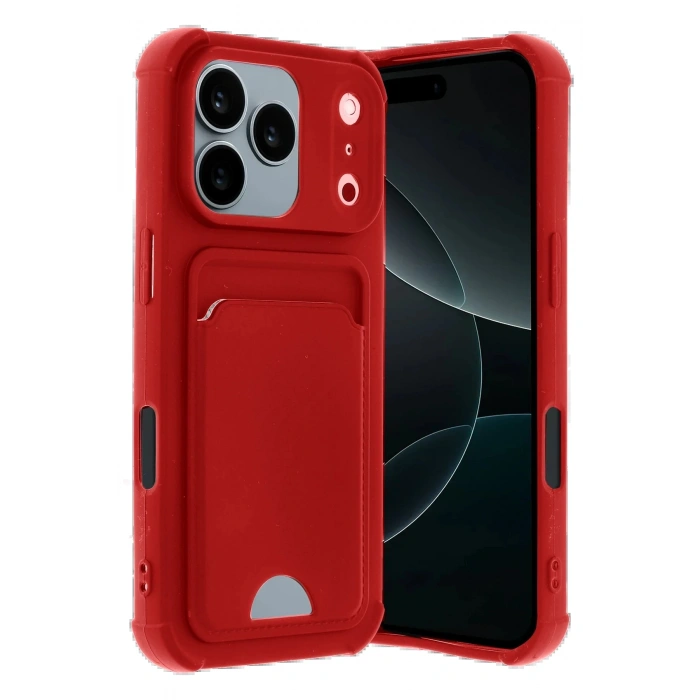 CPT90 Apple iPhone 17 Pro Kelvin Kartvizitli Silikon - Kırmızı