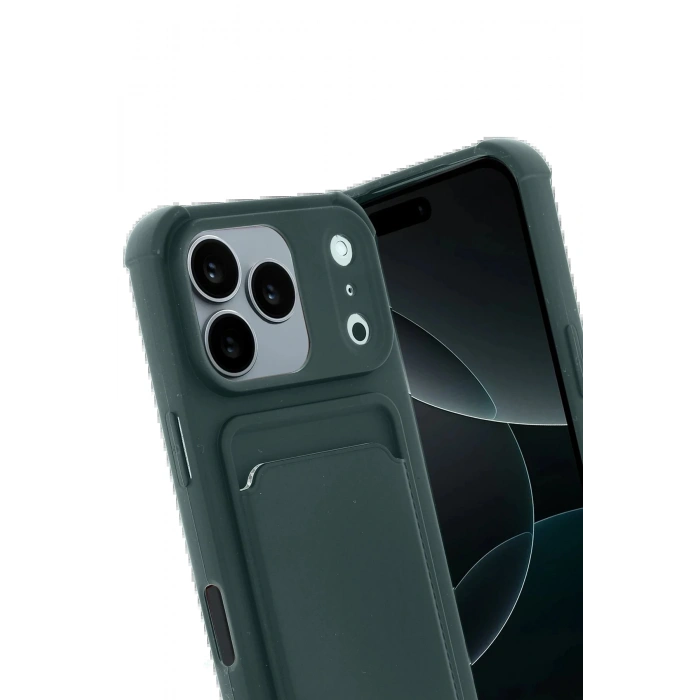 CPT90 Apple iPhone 17 Pro Kelvin Kartvizitli Silikon - Koyu Yeşil