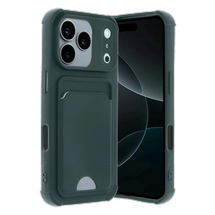 CPT90 Apple iPhone 17 Pro Kelvin Kartvizitli Silikon - Koyu Yeşil