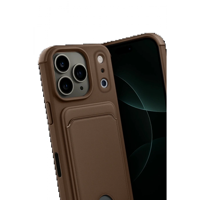 CPT90 Apple iPhone 17 Pro Max Kelvin Kartvizitli Silikon - Kahverengi