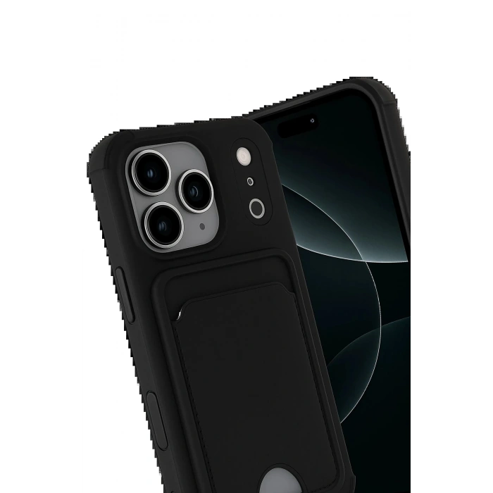 CPT90 Apple iPhone 17 Pro Max Kelvin Kartvizitli Silikon - Siyah