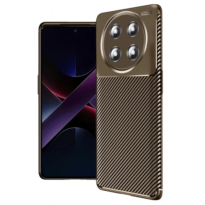 CPT90 Honor Magic 7 Lite Kılıf Auto Focus Karbon Kapak - Kahverengi