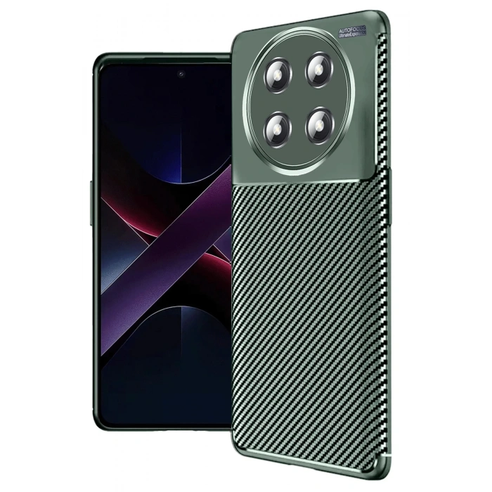 CPT90 Honor Magic 7 Lite Kılıf Auto Focus Karbon Kapak - Koyu Yeşil