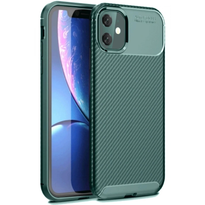 CPT90 iPhone 11 Kılıf Auto Focus Karbon Kapak - Koyu Yeşil