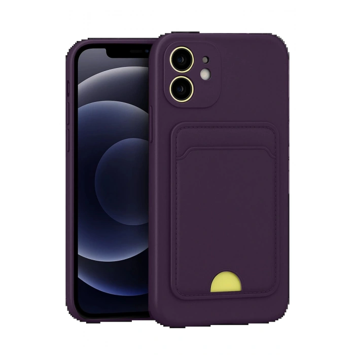 CPT90 iPhone 11 Kılıf Kelvin Kartvizitli Silikon - Derin Mor