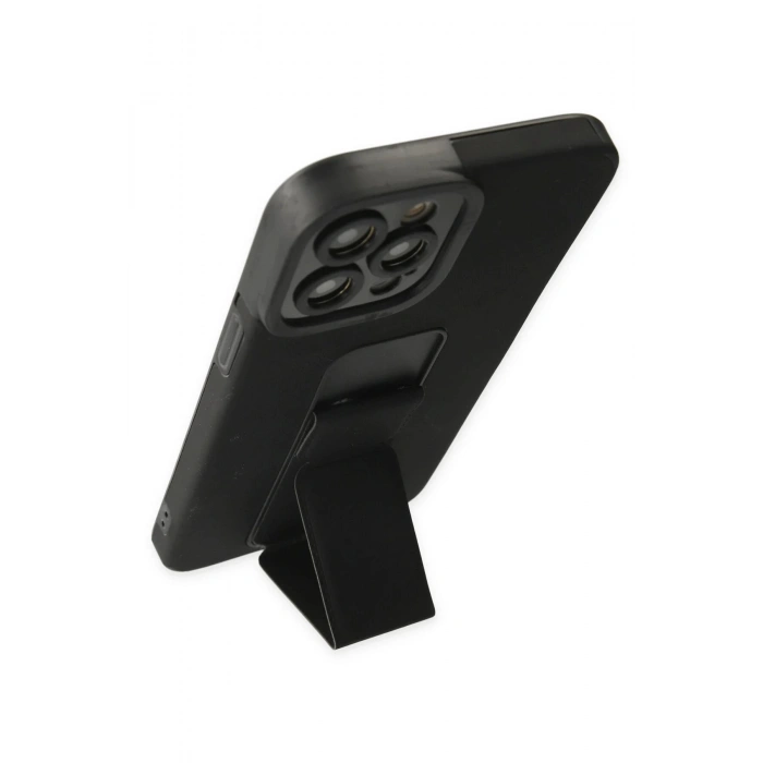 CPT90 iPhone 12 Pro Kılıf Mega Standlı Silikon - Siyah