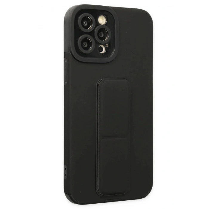 CPT90 iPhone 12 Pro Kılıf Mega Standlı Silikon - Siyah