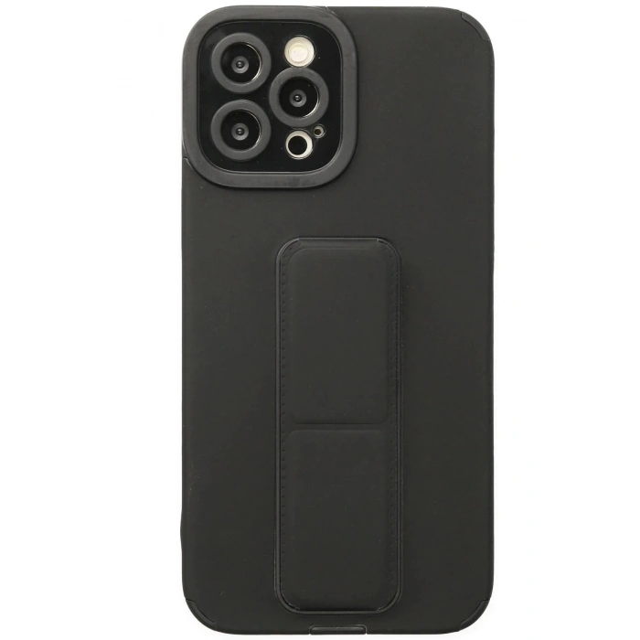 CPT90 iPhone 12 Pro Kılıf Mega Standlı Silikon - Siyah