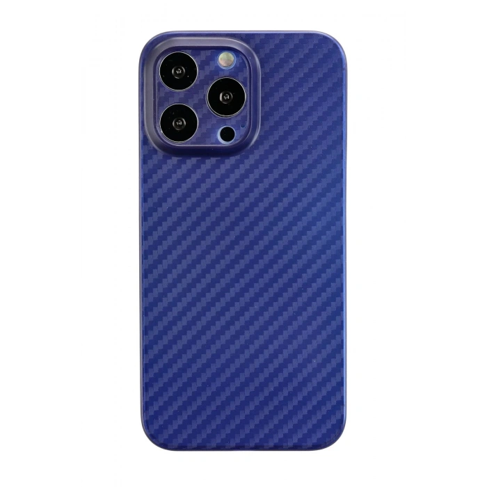 CPT90 iPhone 13 Pro Max Kılıf Karbon PP Silikon - Mavi