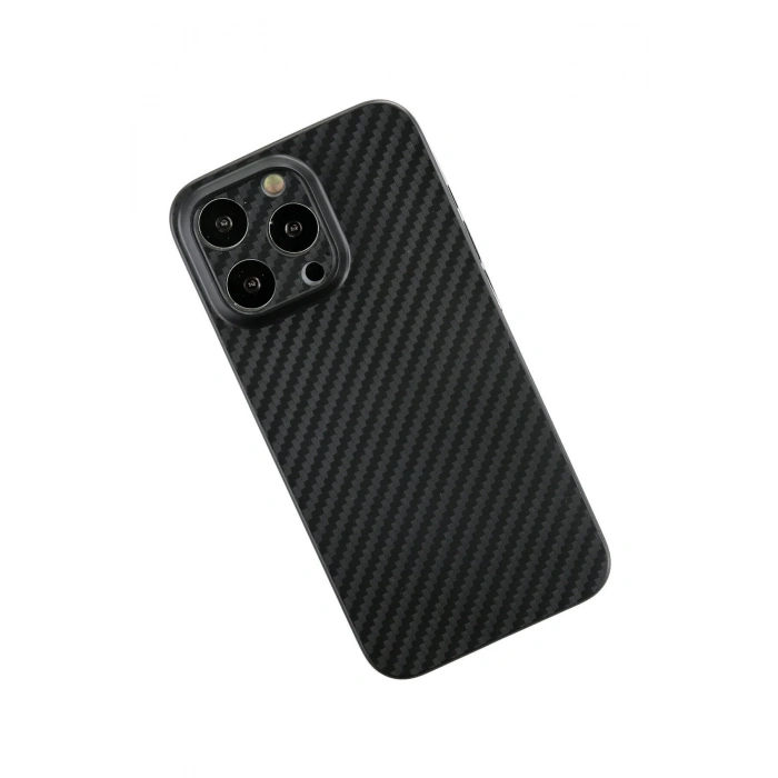 CPT90 iPhone 13 Pro Max Kılıf Karbon PP Silikon - Siyah