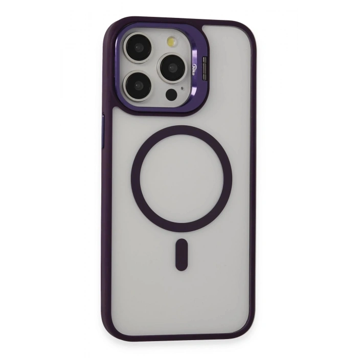CPT90 iPhone 14 Pro Max Kılıf Roblox Lens Magsafe Standlı Kapak - Derin Mor