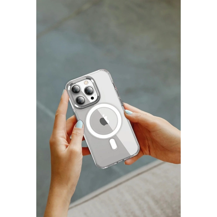 CPT90 iPhone 15 Pro Kılıf Crystal Magsafe Kapak - Şeffaf