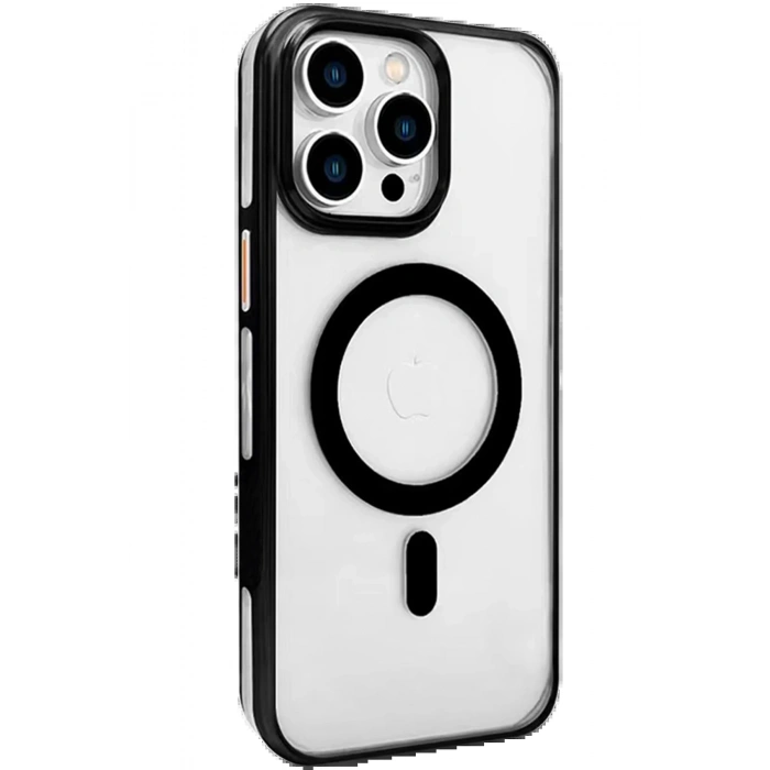 CPT90 iPhone 15 Pro Max Gleam PC Sert Magsafe Kılıf - Şeffaf-Siyah