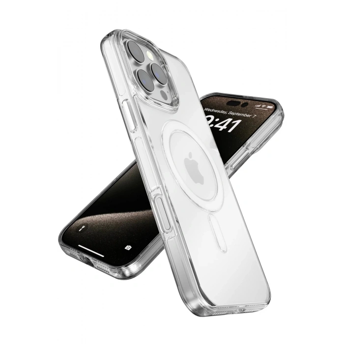 CPT90 iPhone 15 Pro Max Gleam PC Sert Magsafe Kılıf - Şeffaf-Siyah