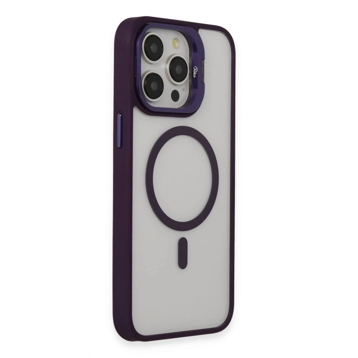 CPT90 iPhone 15 Pro Max Kılıf Roblox Lens Magsafe Standlı Kapak - Derin Mor