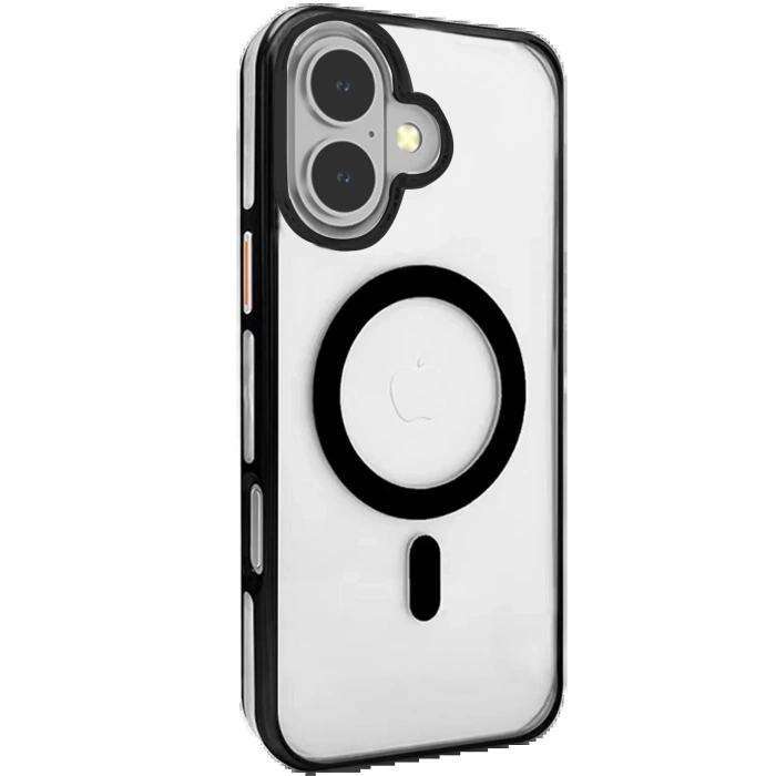 CPT90 iPhone 16 Gleam PC Sert Magsafe Kılıf - Şeffaf-Siyah