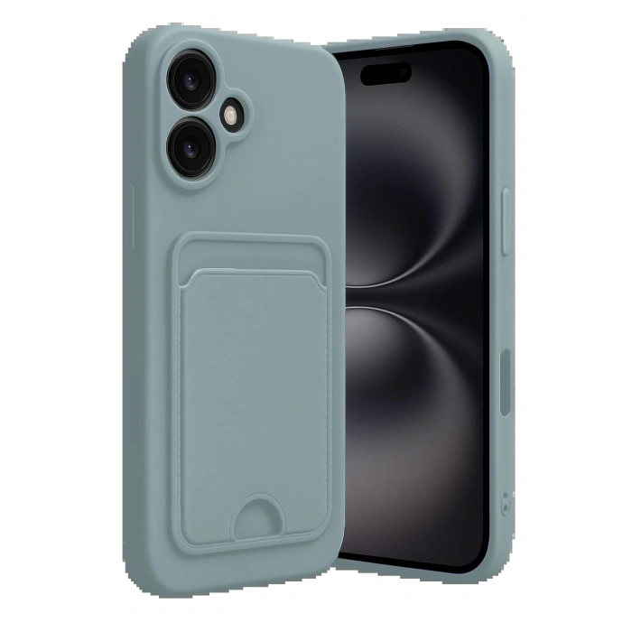 CPT90 iPhone 16 Kılıf Kelvin Kartvizitli Silikon - Açık Yeşil