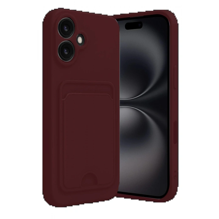 CPT90 iPhone 16 Kılıf Kelvin Kartvizitli Silikon - Bordo