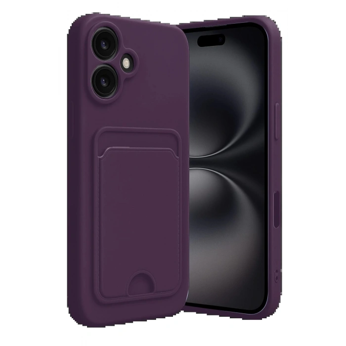 CPT90 iPhone 16 Kılıf Kelvin Kartvizitli Silikon - Derin Mor