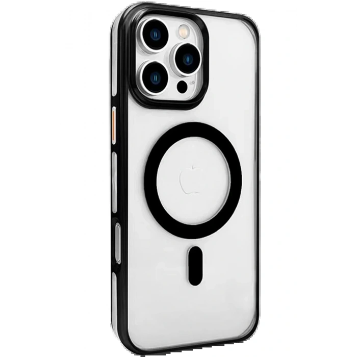 CPT90 iPhone 16 Pro Gleam PC Sert Magsafe Kılıf - Şeffaf-Siyah