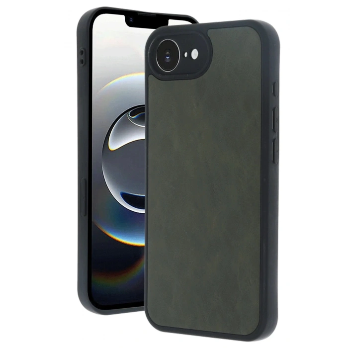 CPT90 iPhone 16E Kılıf Aras Deri Kapak - Koyu Yeşil