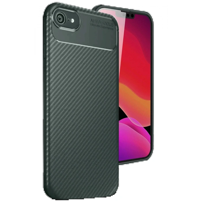 CPT90 iPhone 16E Kılıf Auto Focus Karbon Kapak - Koyu Yeşil