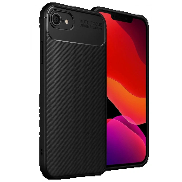 CPT90 iPhone 16E Kılıf Auto Focus Karbon Kapak - Siyah