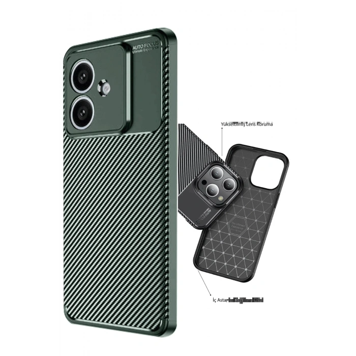 CPT90 Oppo A3 Kılıf Auto Focus Karbon Kapak - Koyu Yeşil