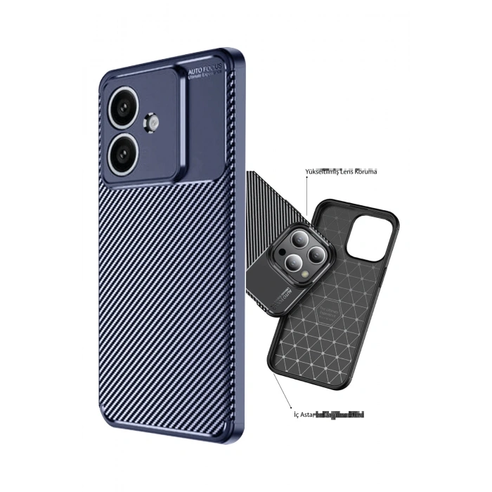 CPT90 Oppo A3 Kılıf Auto Focus Karbon Kapak - Lacivert