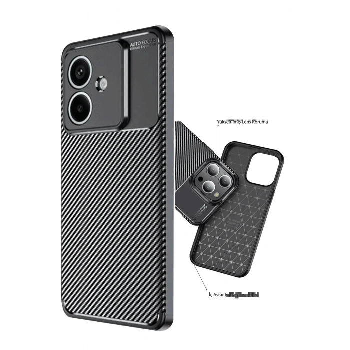 CPT90 Oppo A3 Kılıf Auto Focus Karbon Kapak - Siyah