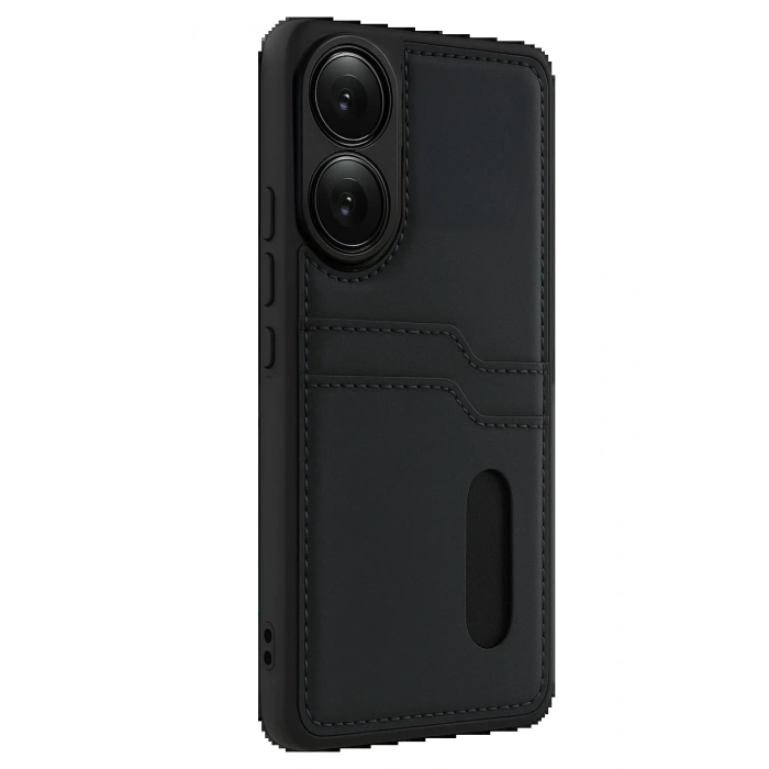 CPT90 Oppo A38 Sara Kartvizitli Deri Kılıf - Siyah