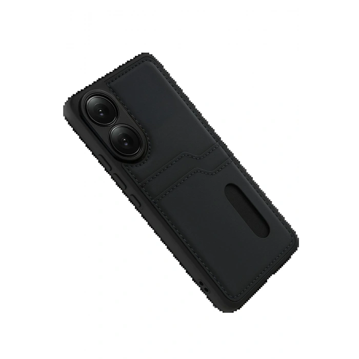 CPT90 Oppo A38 Sara Kartvizitli Deri Kılıf - Siyah