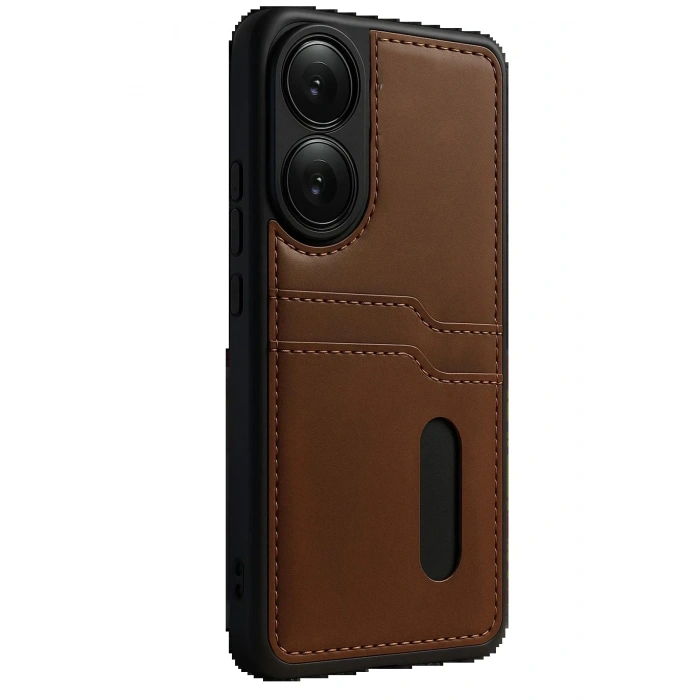 CPT90 Oppo A38 Sara Kartvizitli Deri Kılıf - Taba