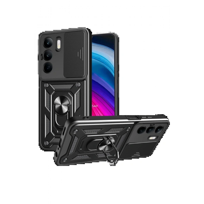 CPT90 Realme C75 4G Kılıf Pars Lens Yüzüklü Silikon - Siyah