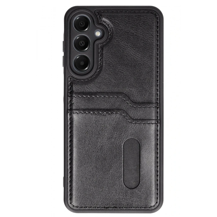 CPT90 Samsung Galaxy A36 Kılıf Sara Kartvizitli Deri Kılıf - Siyah